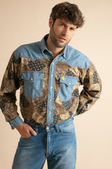 Camisa Vaquera amb Pana Estampada per a Home