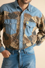 Camisa Vaquera amb Pana Estampada per a Home