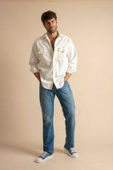 Camisa vaquera blanca para hombre