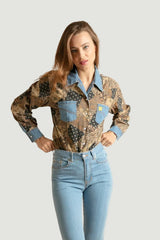 Camisa vaquera estampada para mujer
