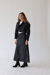 Raw Long Denim Skirt