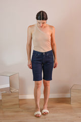 bermudas vaqueras azul marino para mujer
