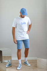 bermudas vaqueras azul claro para hombre