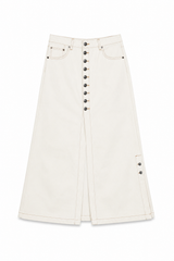 Raw Long Denim Skirt