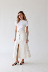 Raw Long Denim Skirt