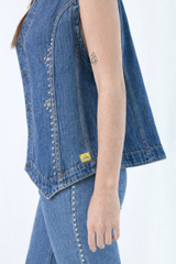 Women's Studded Denim Vest