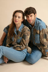 Camisa Vaquera amb Pana Estampada per a Home