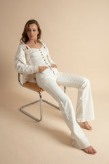 Vaquero Acampanado Blanco para Mujer