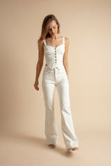 Vaquero acampanado blanco para mujer