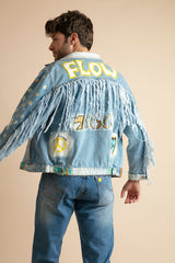 Chaqueta denim para hombre con pintura a mano