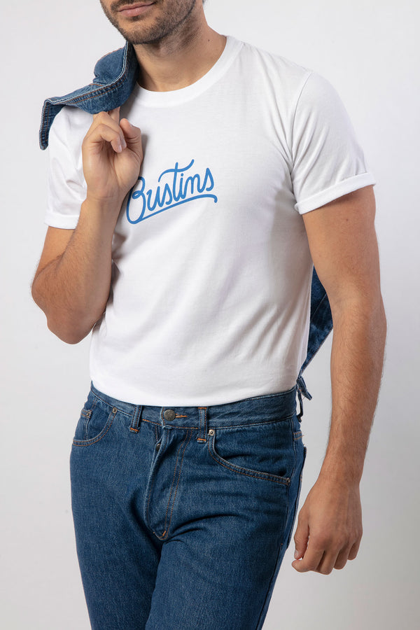 Camiseta con Lettering Bustins Azul para Hombre