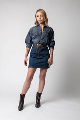 Falda denim corta para mujer