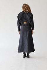 Raw Long Denim Skirt