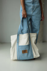 Bolsa vaquera grande Bicolor