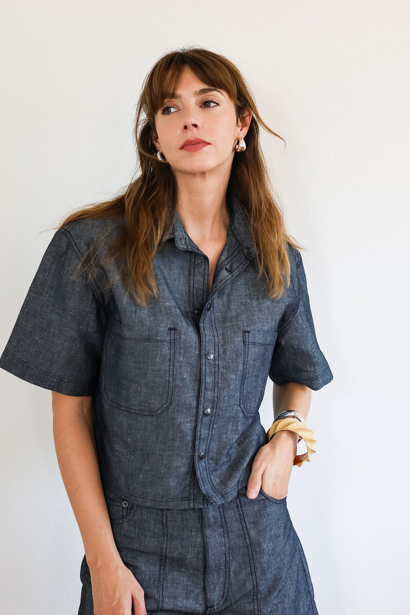 Camisa Vaquera Recta para Mujer