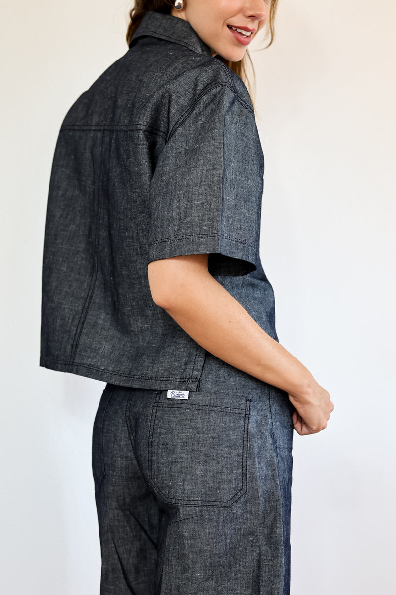 Camisa Vaquera Recta para Mujer