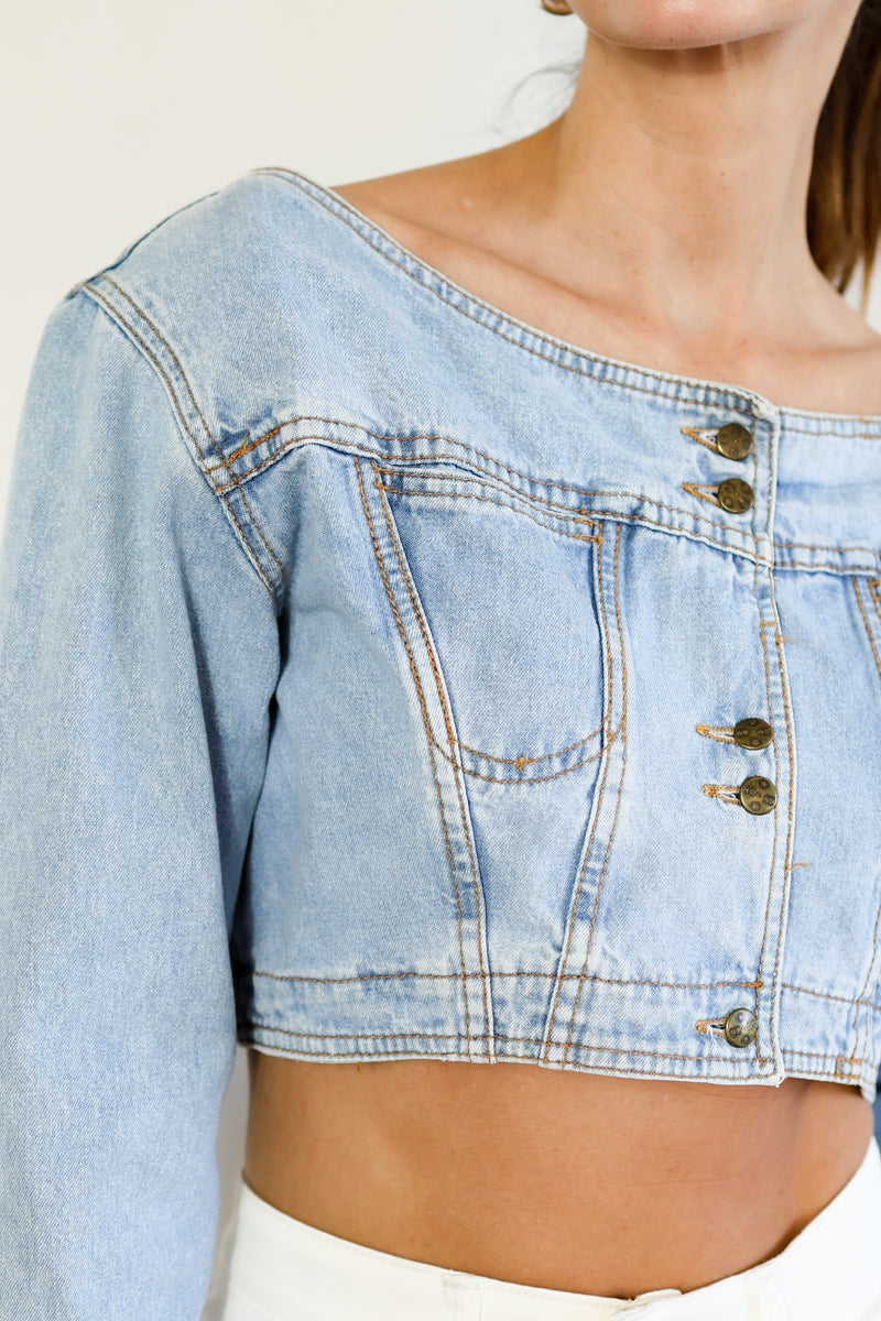 Chaqueta Croped cuello barco
