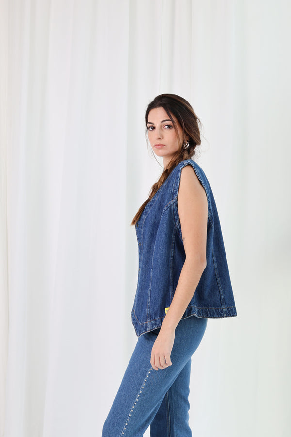 Slim Fit Denim Vest for Woman