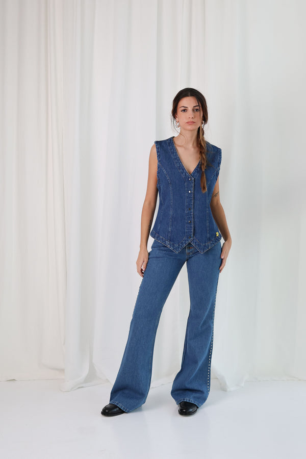 Slim Fit Denim Vest for Woman