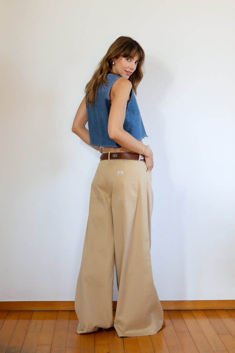 Pantalones Anchos con Pinza