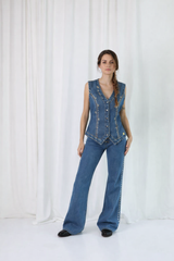 Women's Studded Denim Vest