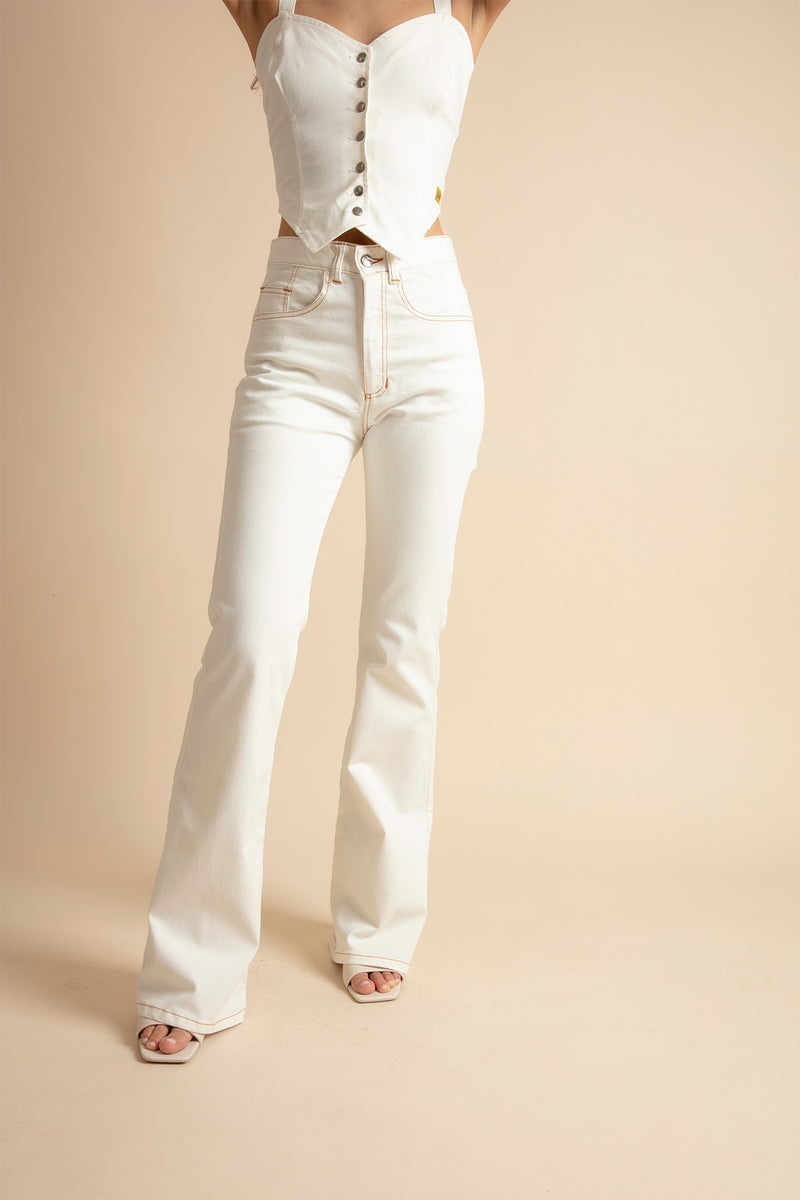 Women's White Flared Jeans