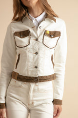 Girl's white denim jacket by Bustins Jeans