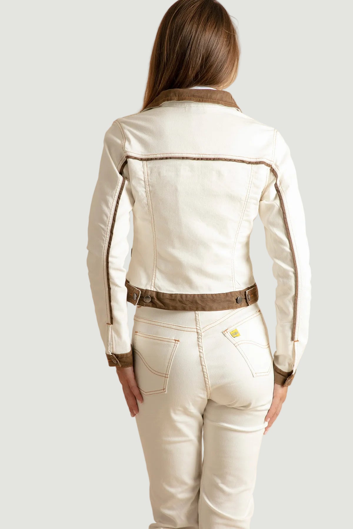 Chaqueta Vaquera Blanca con Piel Edición Limitada – Bustins Jeans