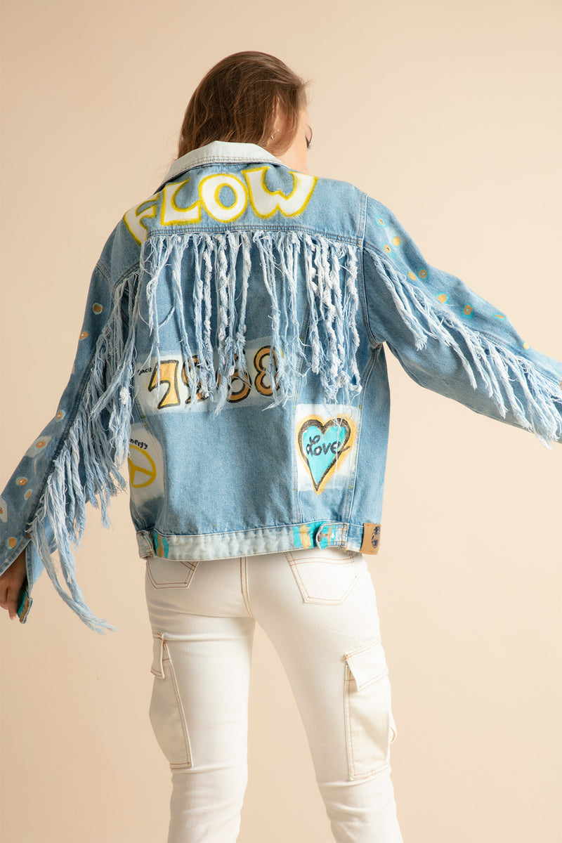 Chaqueta Vaquera Chamarras Pintadas A Mano Chaqueta Vaquera