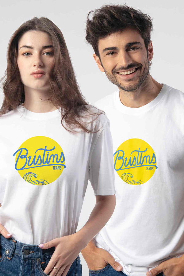 Camiseta con Lettering Bustins Amarillo Unisex