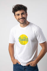 Camiseta con Lettering Bustins Amarillo para Hombre