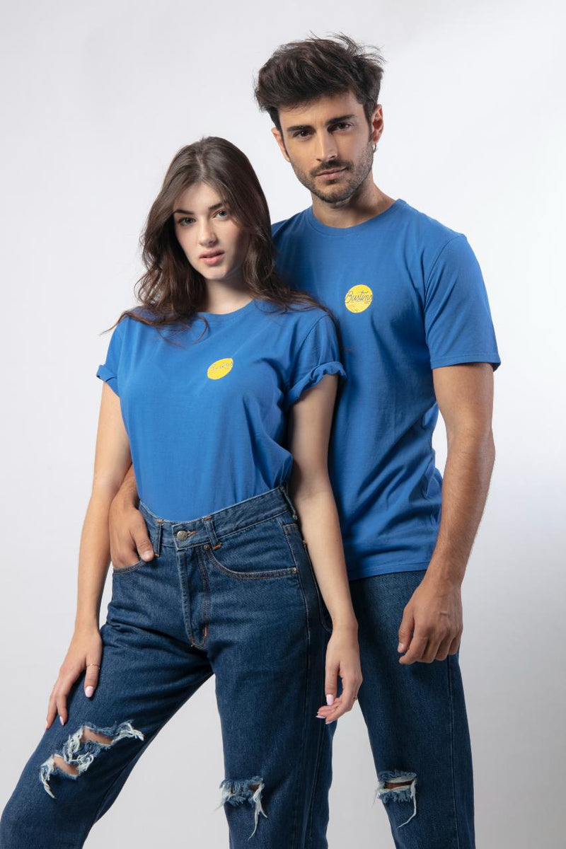 Camiseta de Algodón Orgánico Azul Unisex
