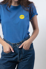 Camiseta de algodón orgánico azul para mujer